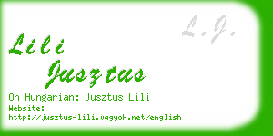 lili jusztus business card